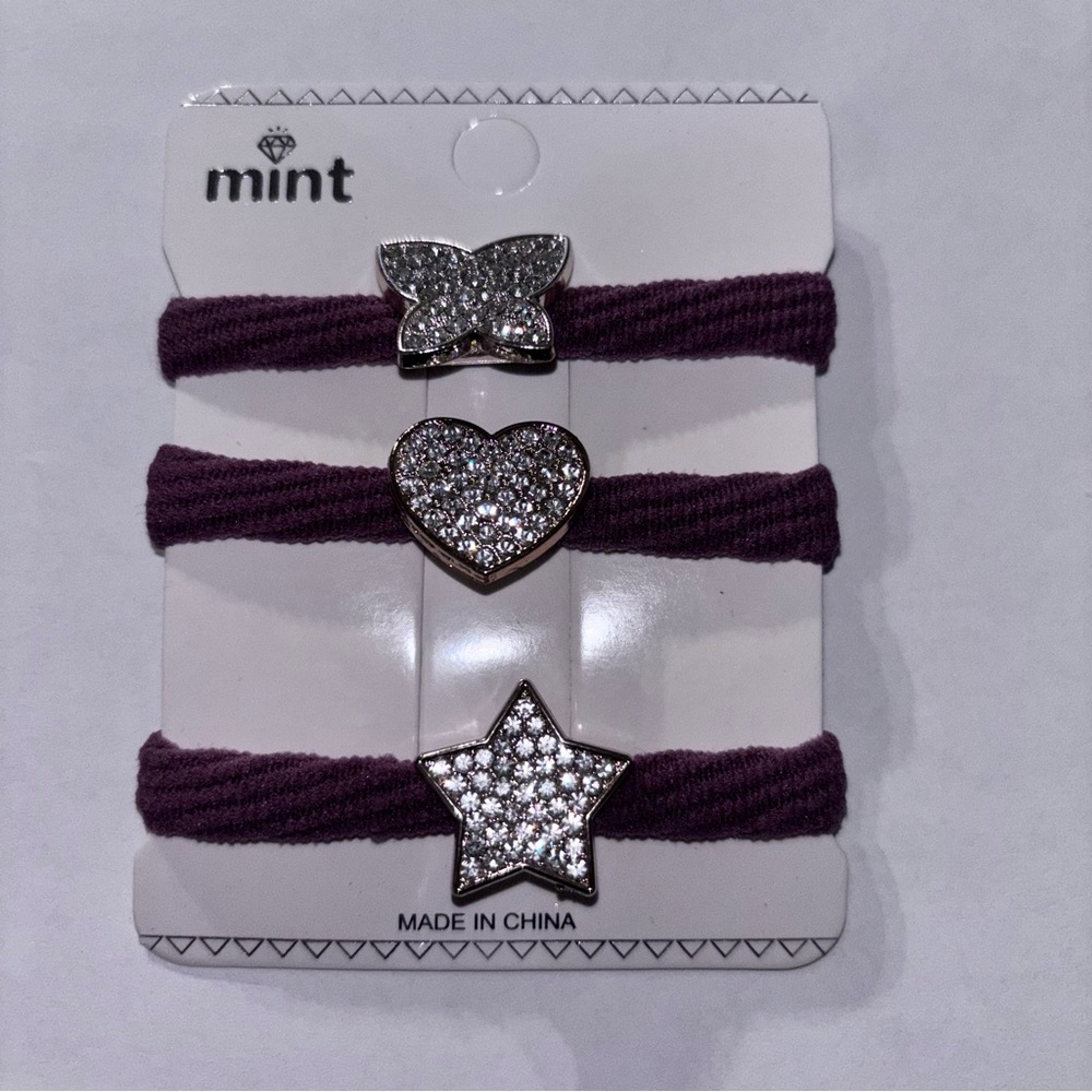 Mint Hair Ties with Silver Charms